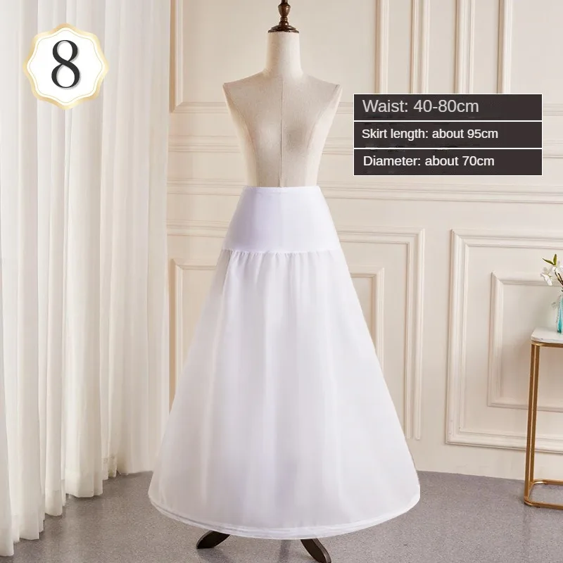 Sottogonna a 6 cerchi Sottoveste da donna Abito da sposa Pieghettato Crinolina Bianco Una linea Lunghezza pavimento Sotto la gonna Cancan Pettidresses 5