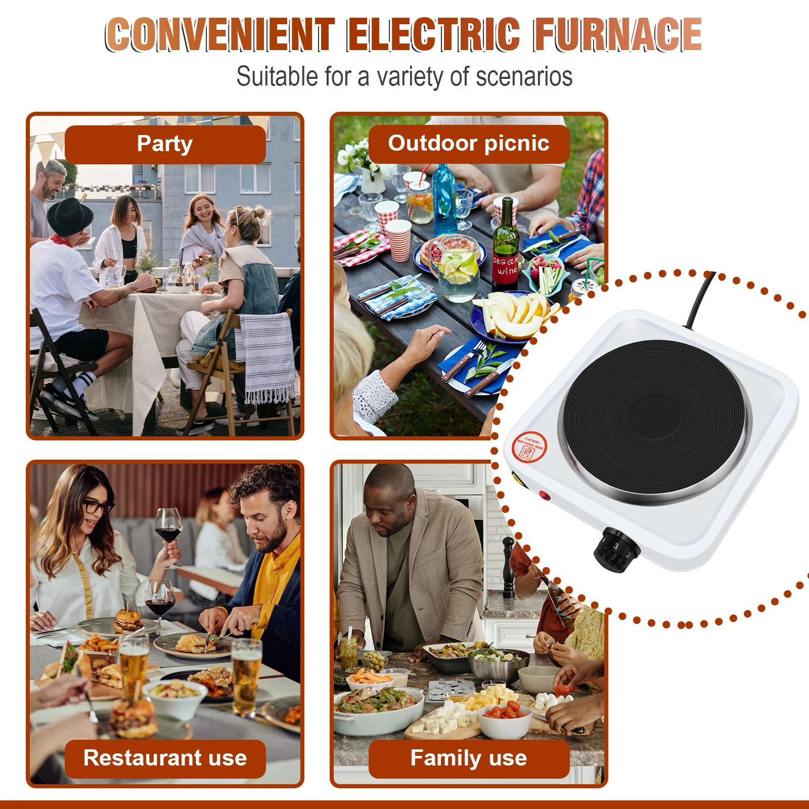 Stufa elettrica a 5 velocità 1000W Piastra riscaldante Bruciatore di ferro Fornello da cucina domestico Riscaldatore per caffè Elettrodomestici da cucina 6