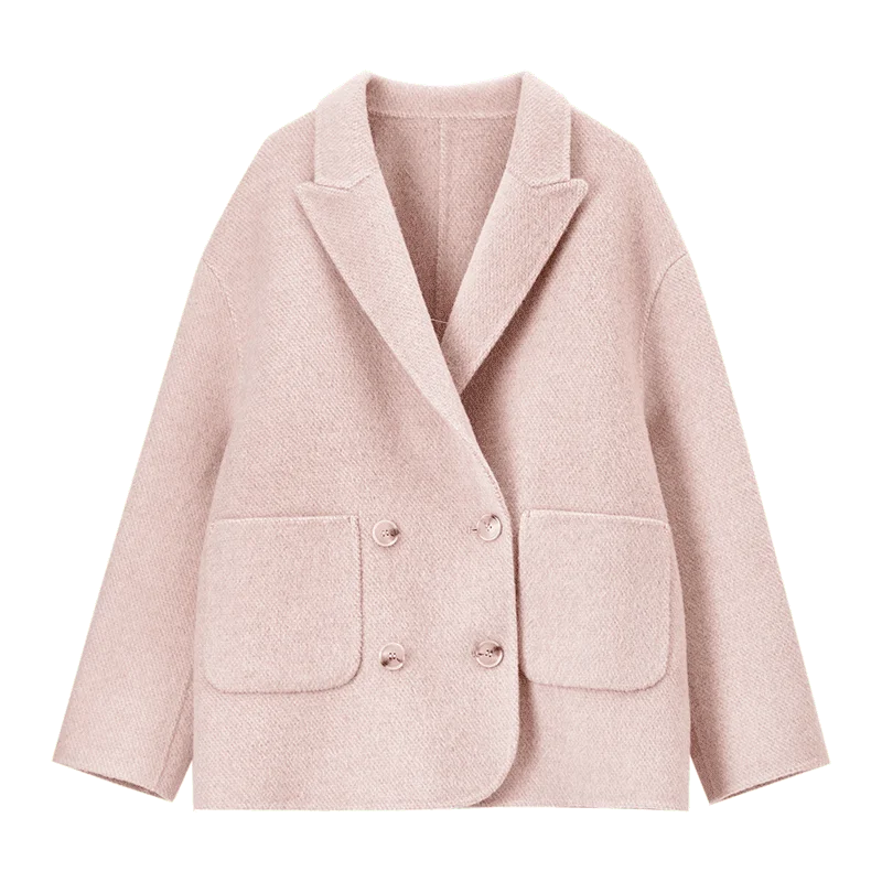 SENTUBILA Cappotto di Lana Invernale Delle Donne 2025 di Nuovo Modo di Stile Coreano Doppio Petto Tasche di Lana Giubbotti Tuta Sportiva Femminile W44O56003 6