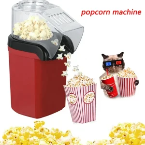 Mini macchina per Popcorn da 1200W Plug-In per Popcorn portatili senza olio ad aria calda per viaggi In cucina di casa 1