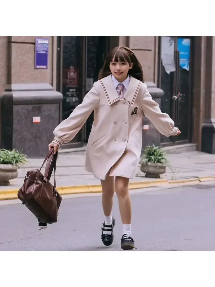 Blu autunno Lolita cappotto cappotti di lana College giapponese peluche addensato Jk uniforme soprabito Cosplay Vintage Harajuku Kawaii gotico 6