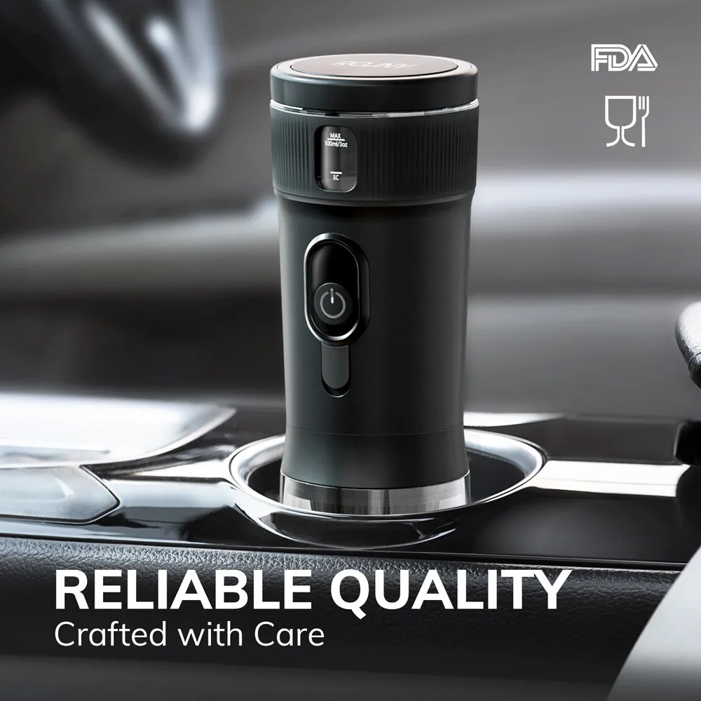 ROUNY Macchina per caffè espresso portatile USB Mini caffettiera leggera da viaggio per auto all'aperto Zaino da campeggio, Nero 1