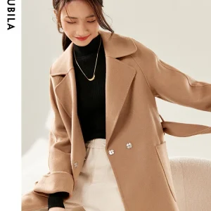 SENTUBILA Cappotti invernali in lana da donna Elegante colletto rovesciato Cappotto da pendolarismo a doppia faccia con punto aperto per donna W24O42199 1