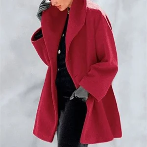 Cappotto semplice da donna Giacca di lana con cappuccio di media lunghezza Versatile stile basic Primavera Autunno Stagione Confortevole Moda casual 1