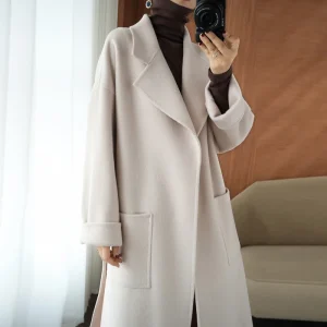 2025 Giacca lunga double face spessa 100% cashmere da donna Moda classica multifunzionale adatta per le imprese 1