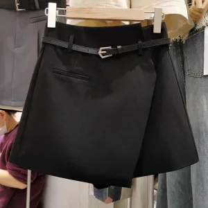 Gonna corta a gamba larga ampia Gonna corta da donna Primavera Autunno Casual Patchwork Poliestere Minigonna Vita alta Design dimagrante 1