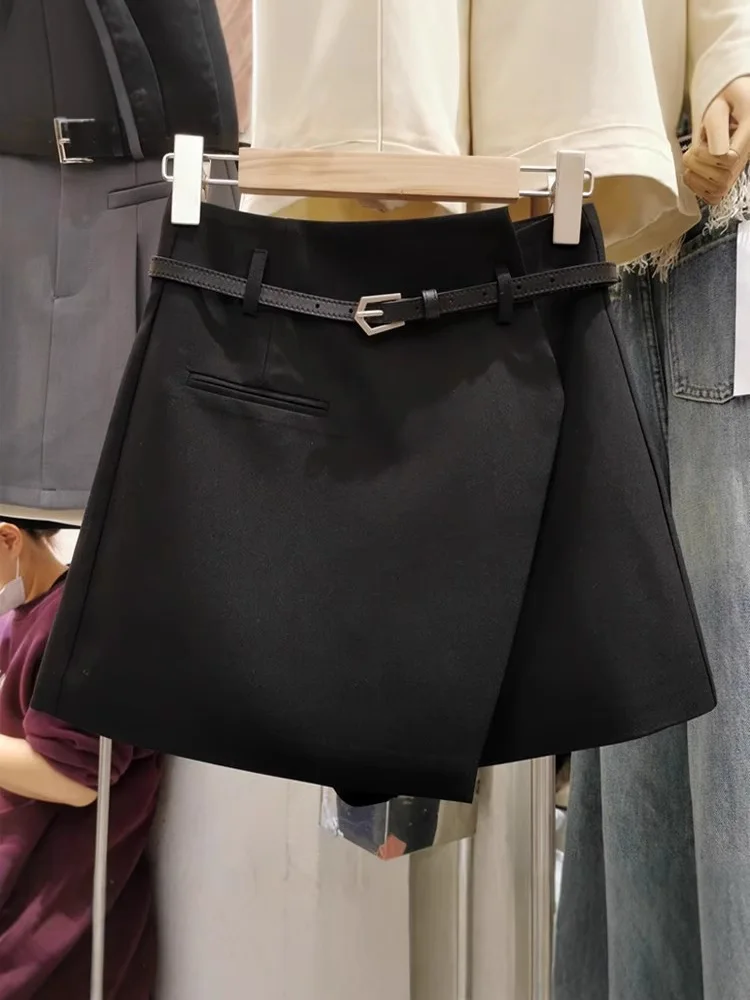 Gonna corta a gamba larga ampia Gonna corta da donna Primavera Autunno Casual Patchwork Poliestere Minigonna Vita alta Design dimagrante 1