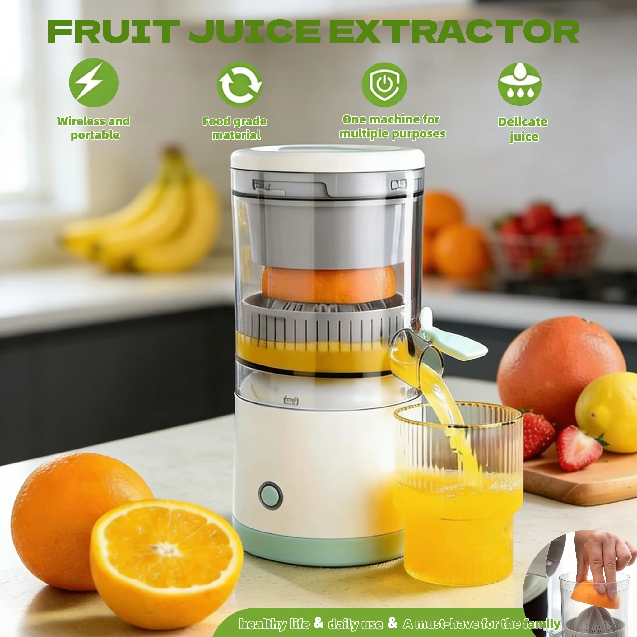 Nuovo spremiagrumi elettrico portatile domestico, estrattore di succo di frutta, spremere elettrico ricaricabile tramite USB, alta uscita di succo per l'arancia 1