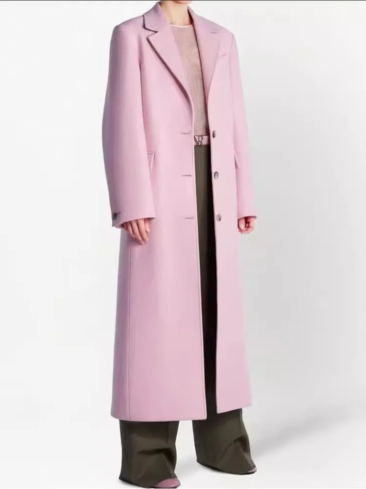 JNMC minimalista temperamento vestito collare monopetto al ginocchio cappotto giacca per le donne 2024 autunno/inverno nuovo modello 2