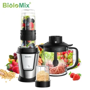 BioloMix Frullatore da cucina compatto da 700 W Spremiagrumi 3 in 1 Robot da cucina e tritatutto a secco Perfetto per preparare succhi freschi e pocchi 1