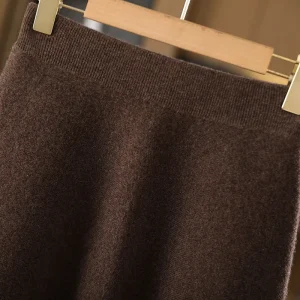 Gonna di lana da donna Autunno Inverno Elastico in vita Mini Gonna a trapezio in cashmere 100% lana merino lavorata a maglia sopra il ginocchio Abito stile preppy 1