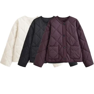 Nlzgmsj Autunno Inverno Donna Solido monopetto O-Collo Giacca Moda Cappotto a maniche lunghe Street Casual Giacca corta 1