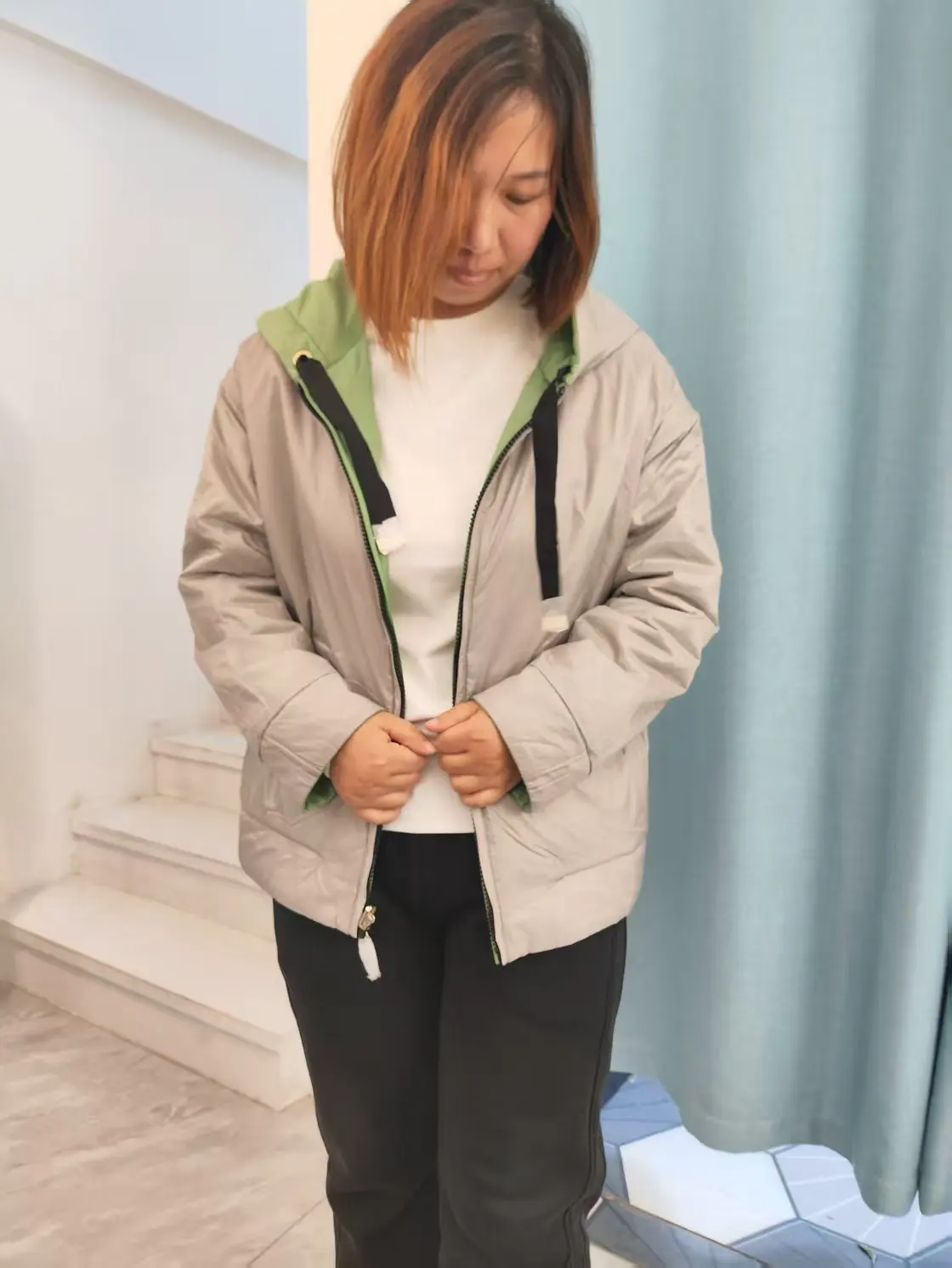 Giacca con cappuccio con cerniera Fenggejiwo, cappotto su due lati, ultima 24 anni, ultima giacca da baseball in seta di velluto color cammello, interno 100% seta 5