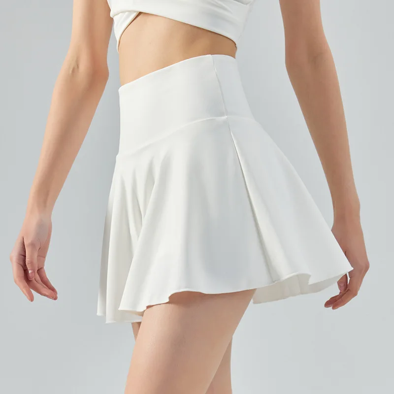 Gonna da donna Gonna da yoga finta in due pezzi Gonna da tennis da allenamento con controllo della pancia a vita alta con pantaloncini Orlo ondulato per palestra Corsa sportiva 2