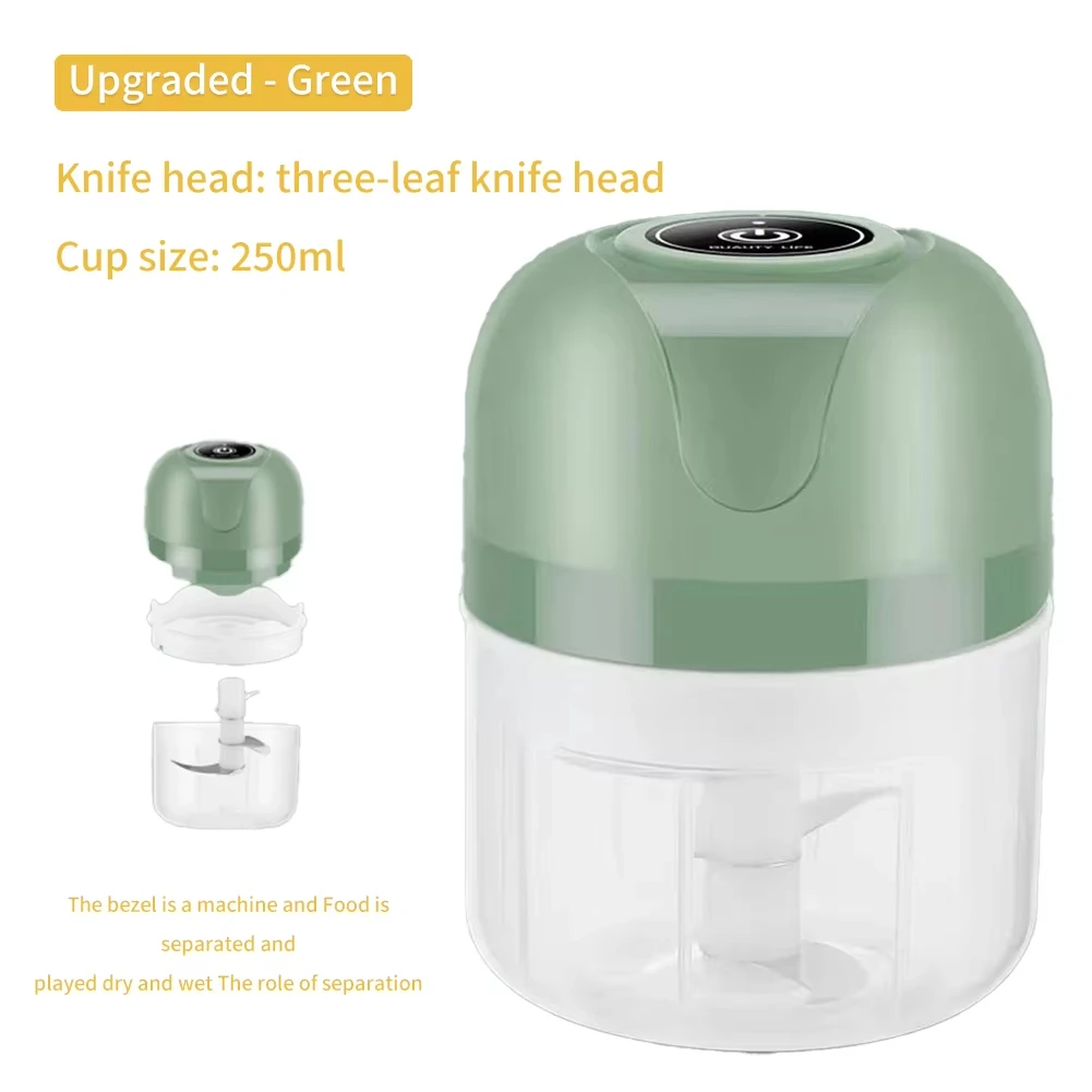 Mini schiacciaaglio 250 ml tritatutto elettrico per aglio verdure peperoncino carne zenzero schiacciapatate cucina durevole frullatore portatile 6