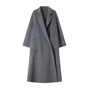 Cappotto lungo in lana tinta unita da donna, alta qualità, autunno, inverno 1