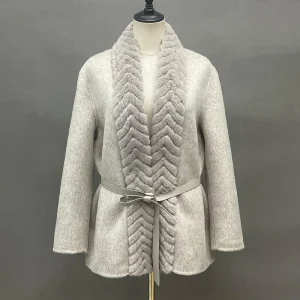 Cappotto di lana di Cashmere moda donna di media lunghezza giacche di pelliccia di visone di lusso da donna 2023 autunno inverno 1