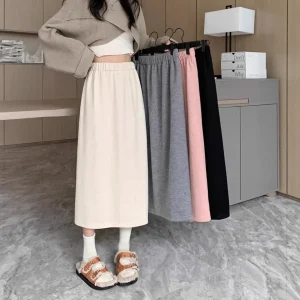 Minigonna a trapezio in velluto a coste a vita alta alla moda per le donne Gonne svasate dimagranti Stile coreano di piccole dimensioni 1