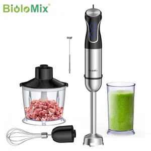 Frullatore manuale ad immersione BioloMix 5 in 1, frullatore da 1500 W con lama in acciaio inossidabile 304, robot da cucina, frullati, purea di alimenti per bambini 1