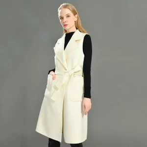 Jxwatcher Gilet di lana da donna Primavera Autunno Elegante cappotto di lana senza maniche stile lungo Gilet di cashmere double face da donna Nuovo arrivo 1