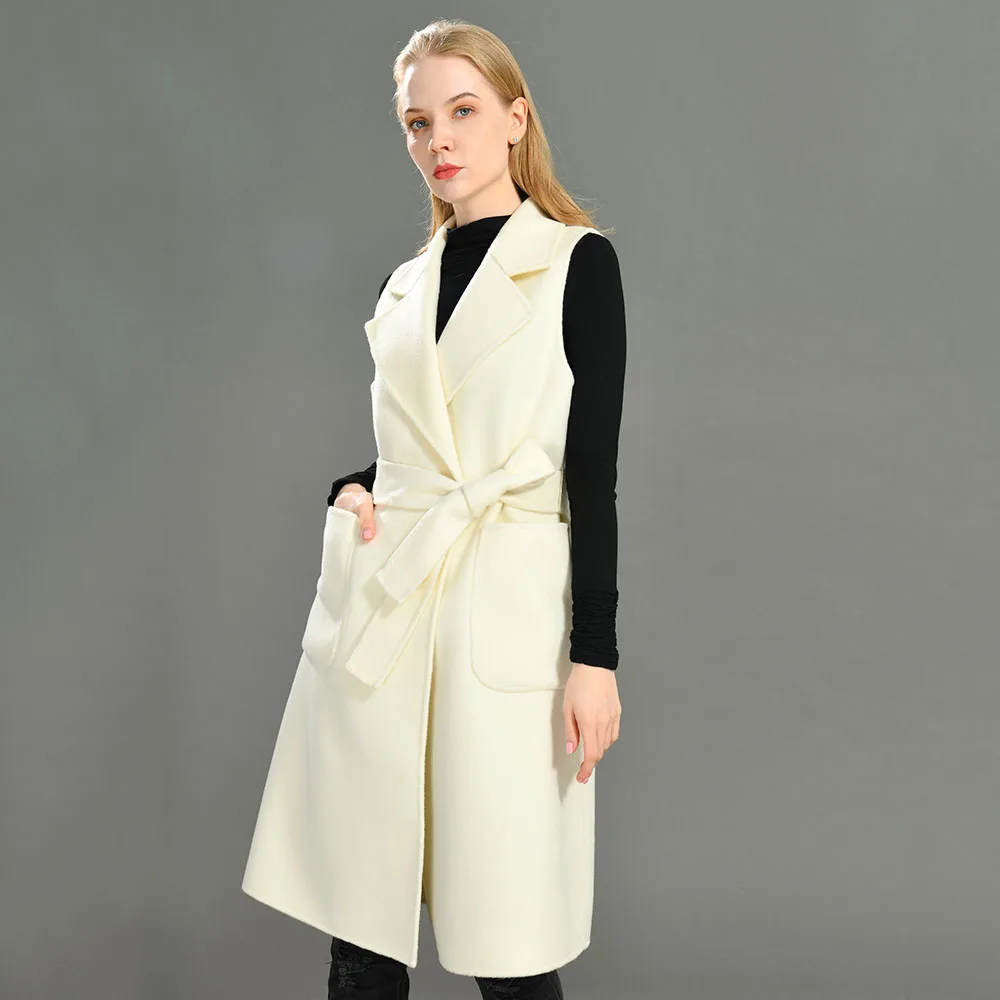 Jxwatcher Gilet di lana da donna Primavera Autunno Elegante cappotto di lana senza maniche stile lungo Gilet di cashmere double face da donna Nuovo arrivo 1