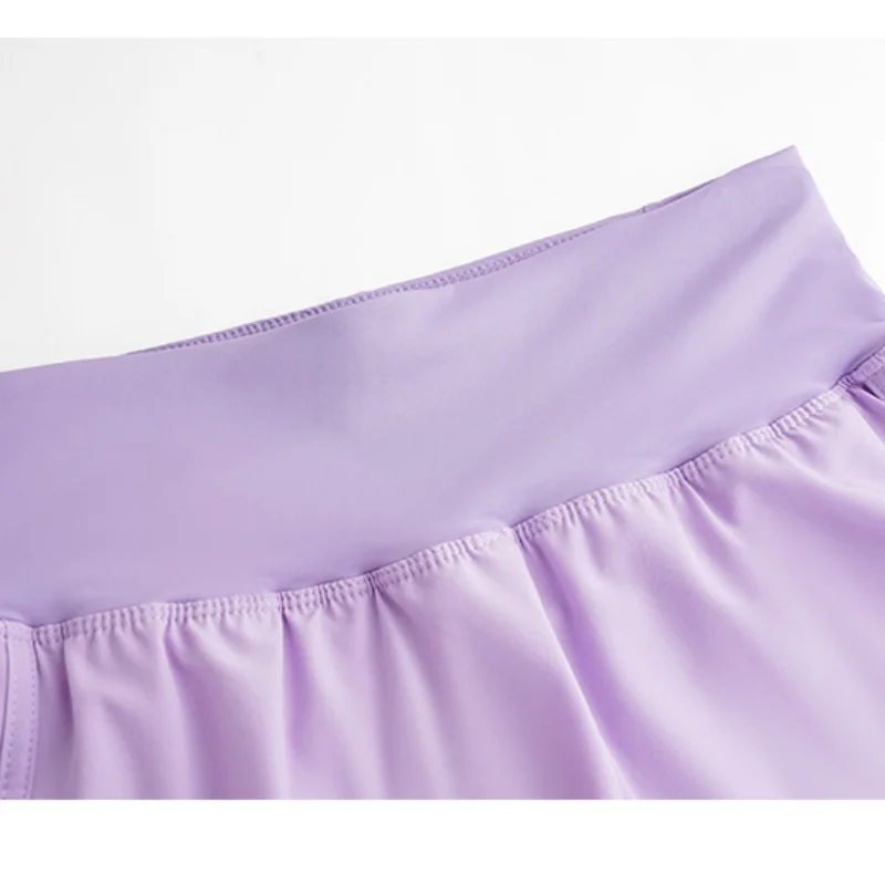 DRUR Pantaloncini da yoga Donna Estate Falsi pantaloncini da palestra larghi a vita alta in due pezzi con tasca Abbigliamento da corsa fitness leggero da donna 4