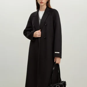  ZIQIAO 2025 Cappotto lungo da donna invernale in misto lana con risvolto con tacca - Elegante cappotto stile trench per abbigliamento casual e da ufficio 1