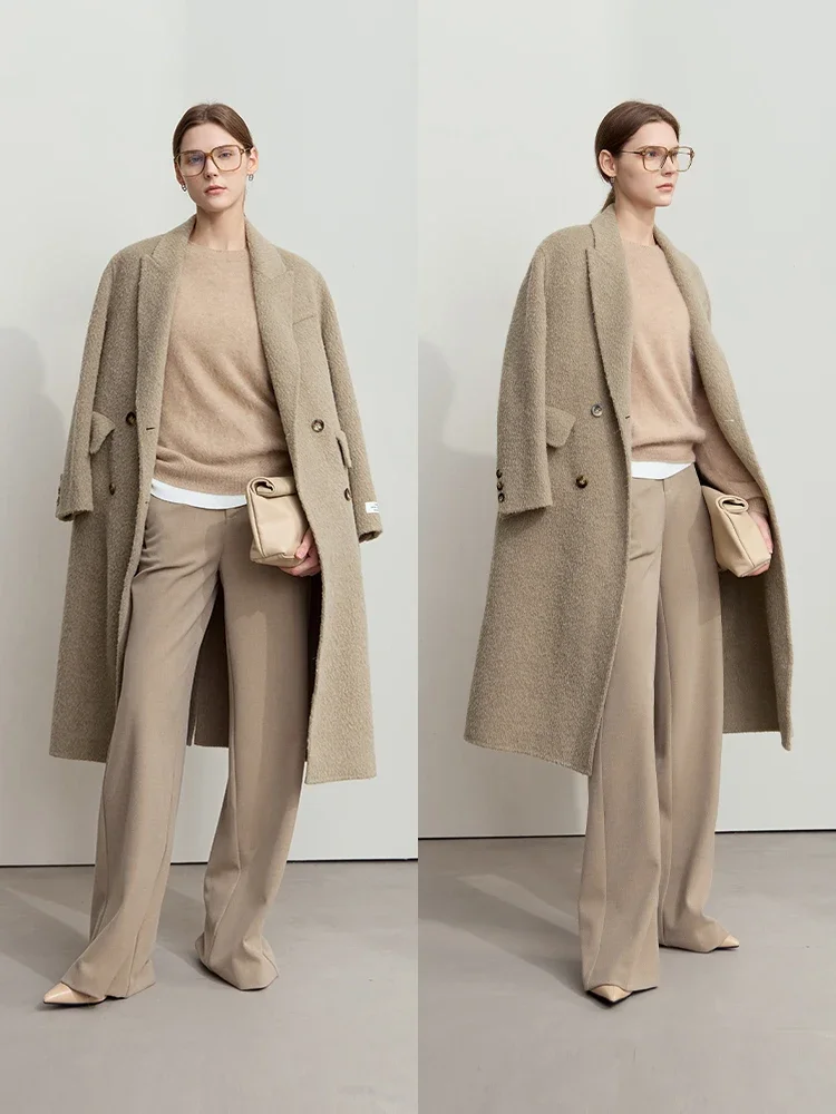 AMII Minimalismo Cappotto in lana alpaca da donna Classico doppio petto 2025 Giacca invernale in lana double face Cappotto lungo 12444126 3