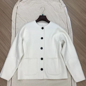Giacca corta da donna in cashmere double face beige moda primavera 2025 di alta qualità 1