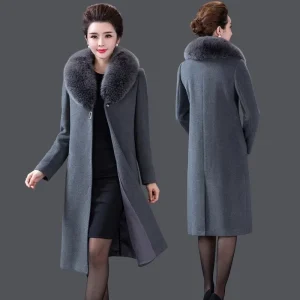 Giacca invernale donna cappotto di lana 2022 nuove donne di mezza età madre indossare cappotto lungo di lana femminile giacca a vento di media lunghezza 1