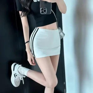 Gonna da donna slim fit color block a due aste, stile yoga casual, gonne sexy in fibra di poliestere a mezza lunghezza alla moda per il tempo libero 1