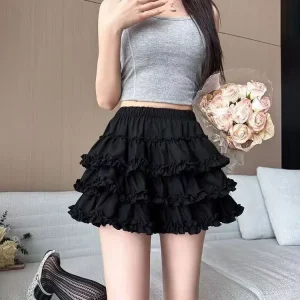 Gonna di sicurezza con zucca patchwork con volant dolce e piccante Minigonna estiva con elastico in vita che dimagrisce anti-luce 1