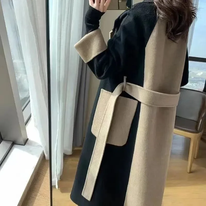 2025 Cappotto medio lungo in lana double face da donna nuovo arrivo Colore bloccato Stile ispirato a Hephzibah senza tempo Dimagrante ed elegante 3
