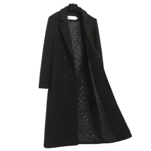 Cappotto classico di lana nero da donna Giacca di media lunghezza femminile Nuova versione coreana Cappotto in misto lana addensato Autunno Inverno 1