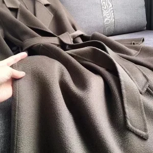 MAX Giacca da donna Autunno Inverno Nuovo Labbro Accappatoio Ondulazione dell'acqua Cappotto di lana double face Cappotto lungo di lana con lacci Donna 1