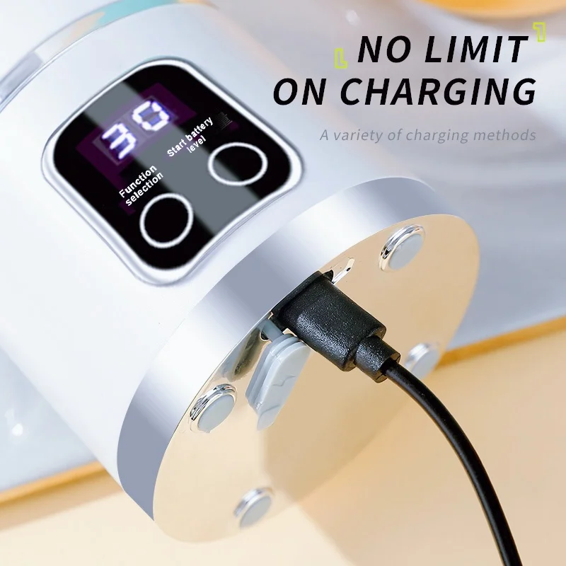 Ricarica USB a 8 lame, frullato, processore di ingredienti da cucina, spremiagrumi portatile, spremiagrumi mixer multifunzione regolabile a 3 velocità 6