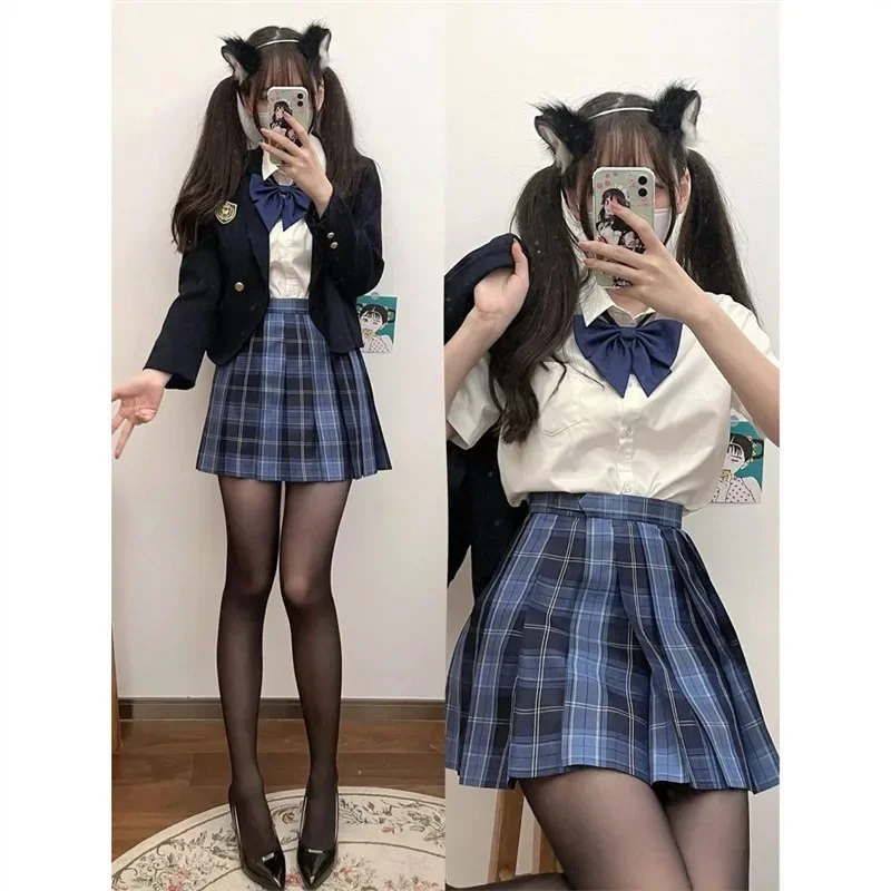 Gonna da donna stile preppy originale JK scozzese a maniche corte, design a pieghe, moda estiva casual in stile giapponese 3