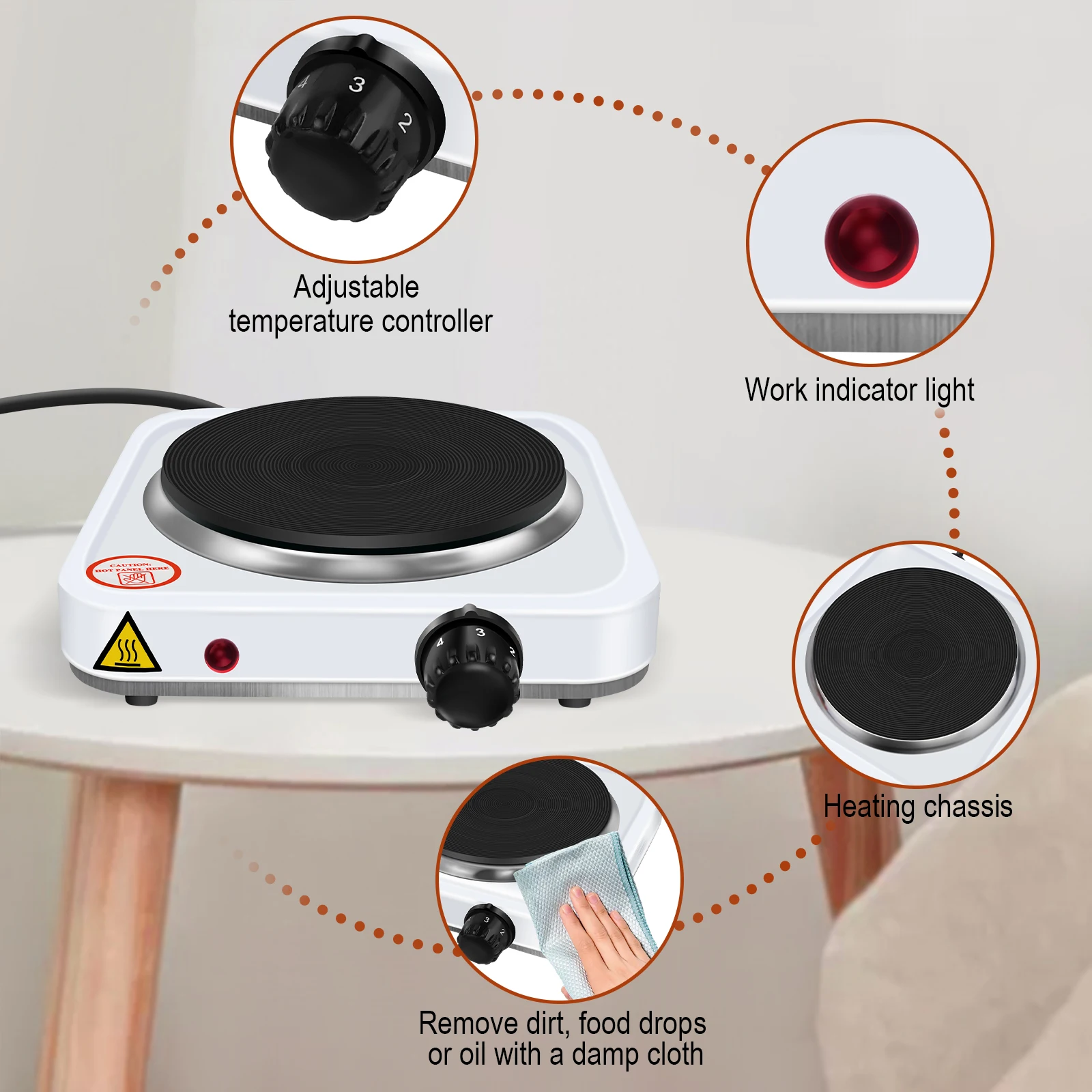 Stufa elettrica a 5 velocità 1000W Piastra riscaldante Bruciatore di ferro Fornello da cucina domestico Riscaldatore per caffè Elettrodomestici da cucina 2