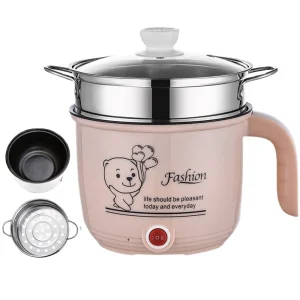 Fornello di riso elettrico 220V con cottura a vapore in acciaio inossidabile Pentola da cucina multifunzionale Padella antiaderente Pentola calda BBQ Uso domestico 1