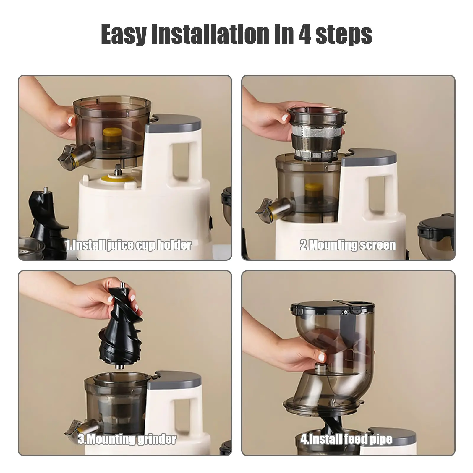 Spremiagrumi multifunzionale da 300 W Pressa a freddo Separazione dei residui domestici Estrattore di succo di frutta e verdura di grande calibro 2