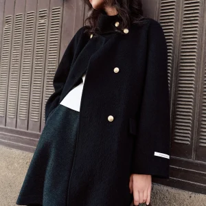 DUSHU Cappotto classico doppiopetto in misto lana con colletto alla coreana - Trench da donna senza tempo per l'autunno e l'inverno Stile elegante 1