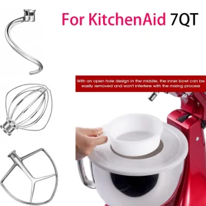 Per Kitchenaid 7 Quart Mixer Aiuto Parti di fissaggio Accessori Mixer Stand Filo Frusta, Gancio per impasto e Mixer Aiuto Paddle 1