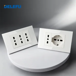 DELEFU Vetro temperato bianco Italia USB TypeC Presa a muro a ricarica rapida Schuko Tuya Wifi Smart Switch Sat TV Tel Campanello Cile 1