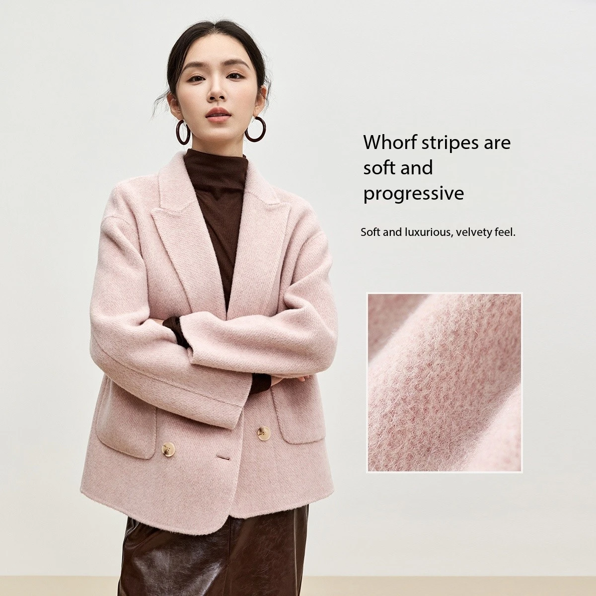 SENTUBILA Cappotto di Lana Invernale Delle Donne 2025 di Nuovo Modo di Stile Coreano Doppio Petto Tasche di Lana Giubbotti Tuta Sportiva Femminile W44O56003 4