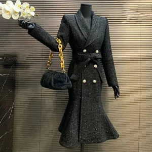 Cappotto femminile Autunno Inverno Moda Donna Cappotto di lana 2025 Nuovo temperamento Doppio petto Cappotto di lana da donna di alta qualità H136 1
