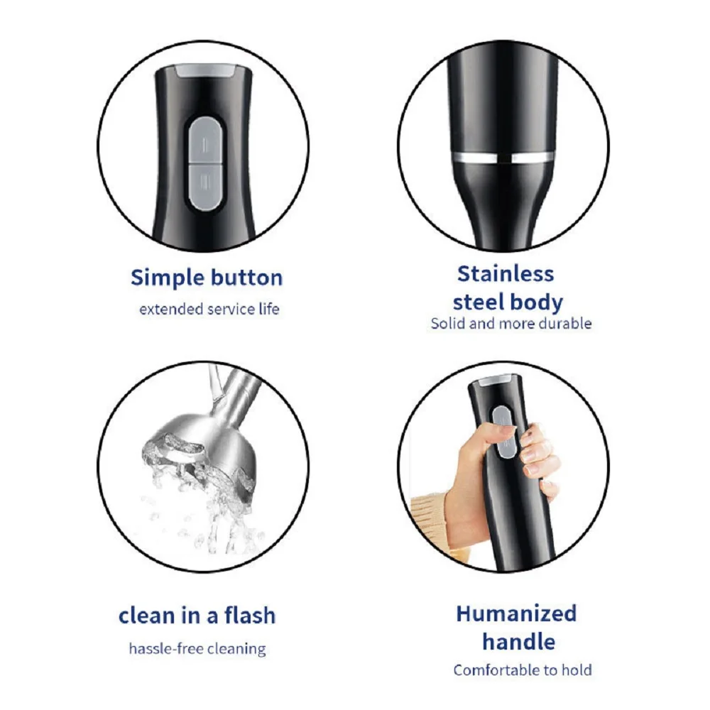 Frullatore elettrico portatile da 400 W Frullatore per frutta e verdura a 2 velocità Frullino per le uova Smerigliatrice in acciaio inossidabile Elettrodomestici EU 6