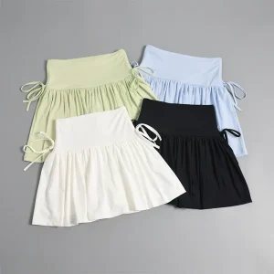 Minigonna sportiva da yoga Asciugatura rapida Fitness Tennis Pieghettata Mezza lunghezza Coulisse laterale Gonna a vita alta Pantaloni Abbigliamento da esterno 1