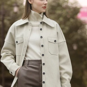 AMII Cappotti di lana per donna 2025 Inverno Nuovo stile BF Tasca allentata Manica lunga Top Caldo versatile Cappotto da donna 12424101 1