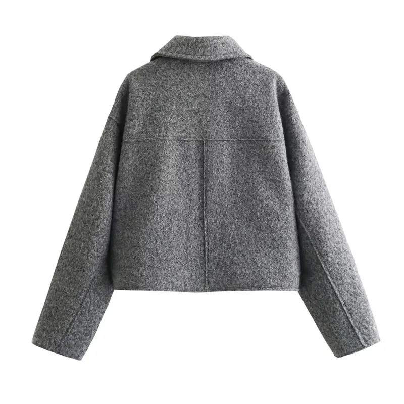 MUJER Tweed Giacche corte da donna Autunno Inverno Cappotto corto Giacca da donna Zip Crop Giacca da mezza stagione Donna Novità in capispalla 6