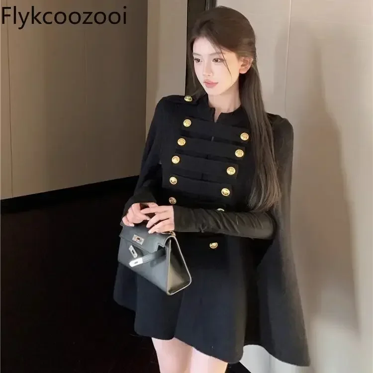 Giacca da donna Cappotti autunnali e invernali Mantello ampio Cappotto di lana a maniche lunghe medio lungo Abbigliamento femminile di lusso 6